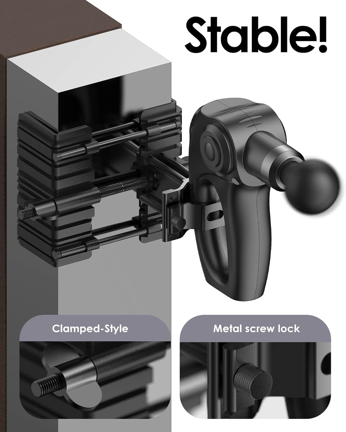 Self Massage Gun Holder PRO for Back, Muscle Hands Free Percussion, Compatible with Most Massage Gun, Design for Hard-to-Reach Area Holder ONLY