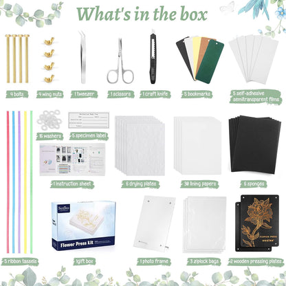Suziko Large Flower Press Kit 11.8 x 8.7 inch 6 Layers with Photo Frame and Book Marks,Plant Pressing Kit for Adults Measures, Fast Making Pressed Plant, Great Gift for Your Lover