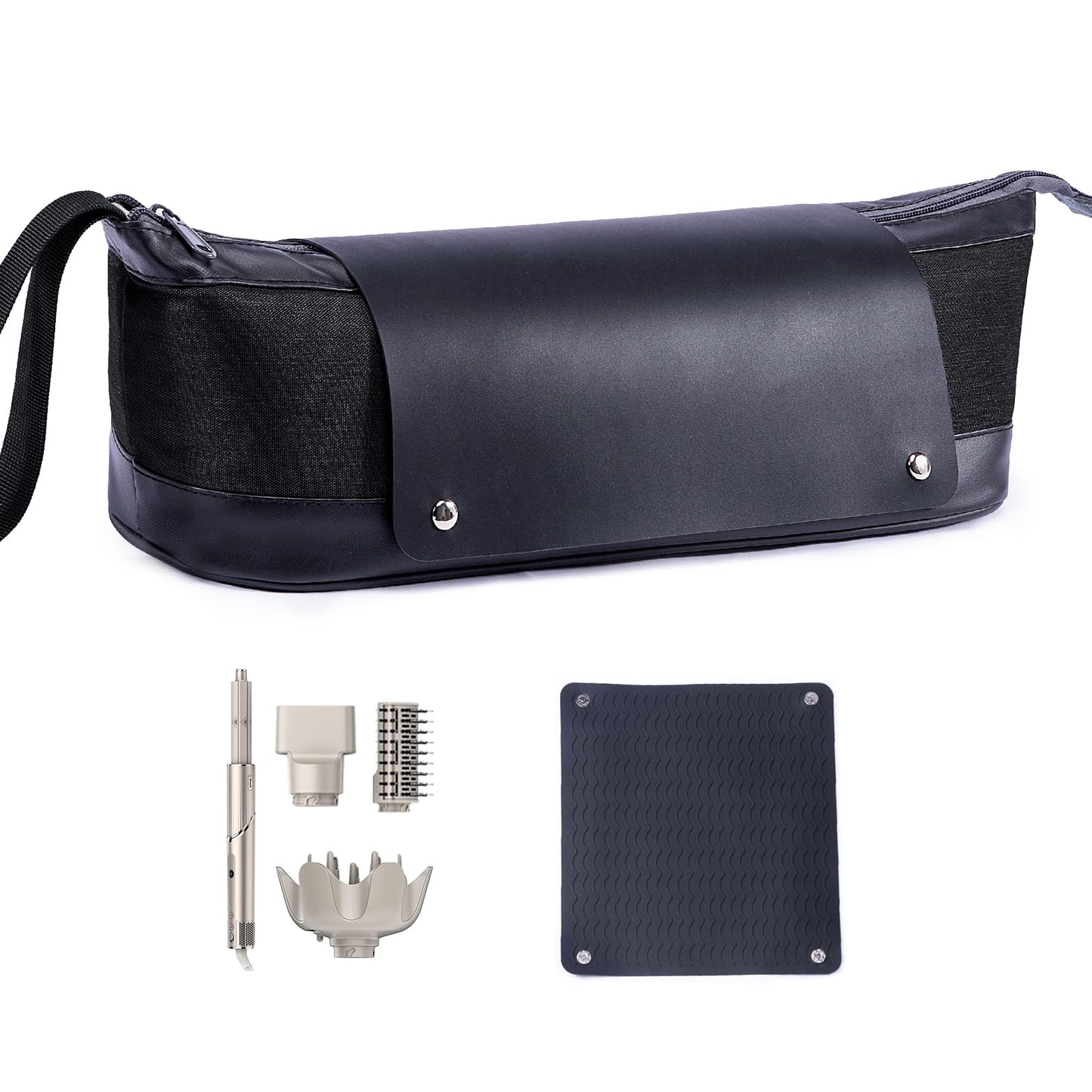 Large Hair Tools Travel Bag with Iron Mat - 2in1 Hair Tools Organizer for Hair Dryer Brush, Flat Irons, Straighteners, Curling Irons, Hair Bag, Makeup Bag, Cosmetic Bag for Travel Essentials