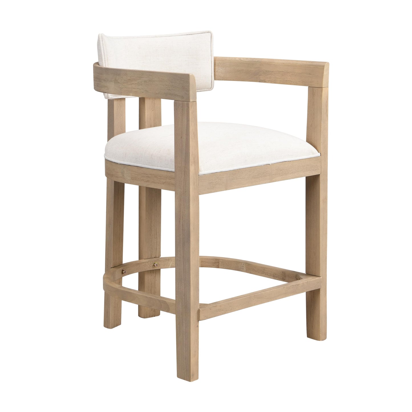 Christopher Knight Home Set of 2 Ryland Modern 26" Counter Height Bar Stools, Fabric Upholstered Counter Stools,Wooden Kitchen Island Armchair with Footrest, Round Backrest, Soft Seating,Beige+Natural