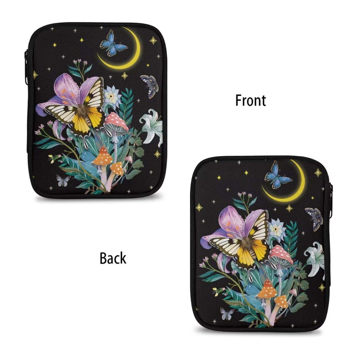Twousenru Fashionable Butterfly Mushroom Crochet Hook Case Portable Knitting Needle Case with Web Pockets Swing Crochet Hooks Accessories Easy to Take