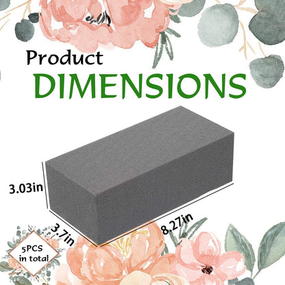 KIMOBER Dry Floral Foam Bricks,Florist Foam Blocks for Flower Arrangement, Wedding,Party Decoration, Pack of 5