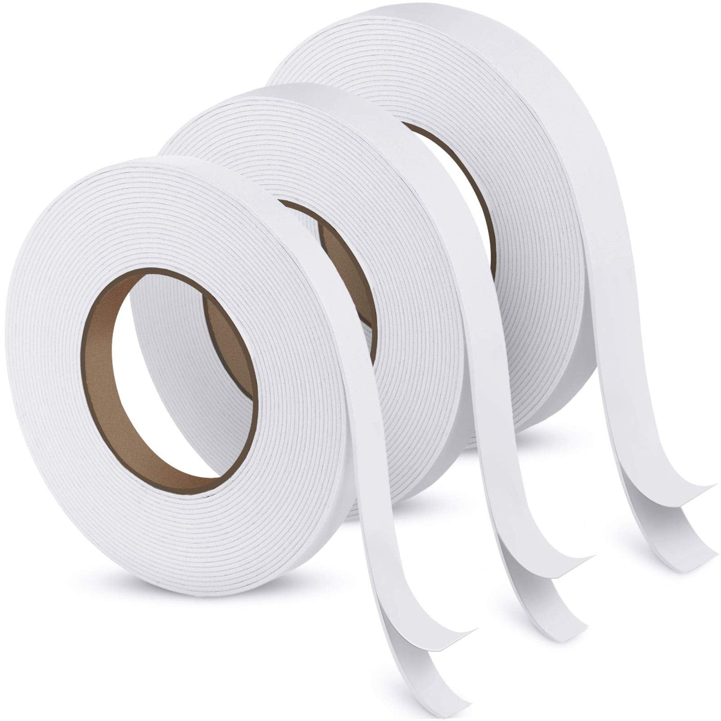 Zonon 3 Rolls Double Sided Foam Tape 50Ft White Foam Tape Sponge Soft Adhesive Mounting Sticky for Shaker Card Scrapbooking Crafts Home Office Decor 16.5 Yards