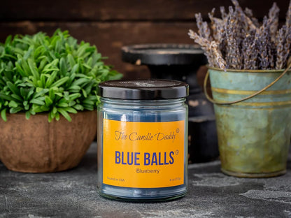 Blue Balls - Blueberry Scented Candle - Funny 6 Ounce Jar Candle