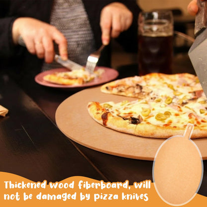 Lounsweer 22" × 18" Round Pizza Board with Handle, Wood Fiber Pizza Peel, Non-slip Cutting & Serving Board, Heavy Duty Wooden Serving Tray for Baking, Charcuterie & Kitchen Use