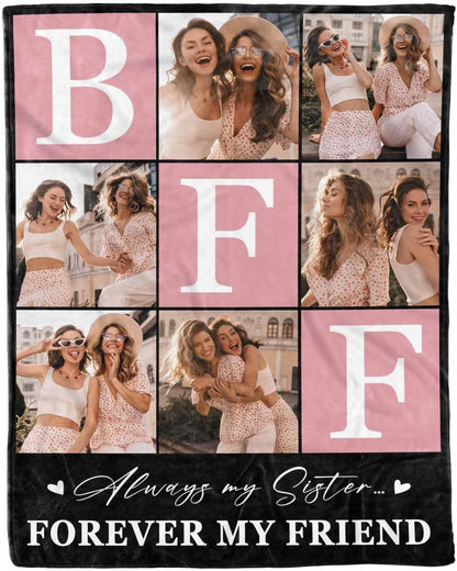 AOFUN 8 BFF Personalized Blanket with Photo and Pictures - Customized Gift for Best Friendship - Women Friends