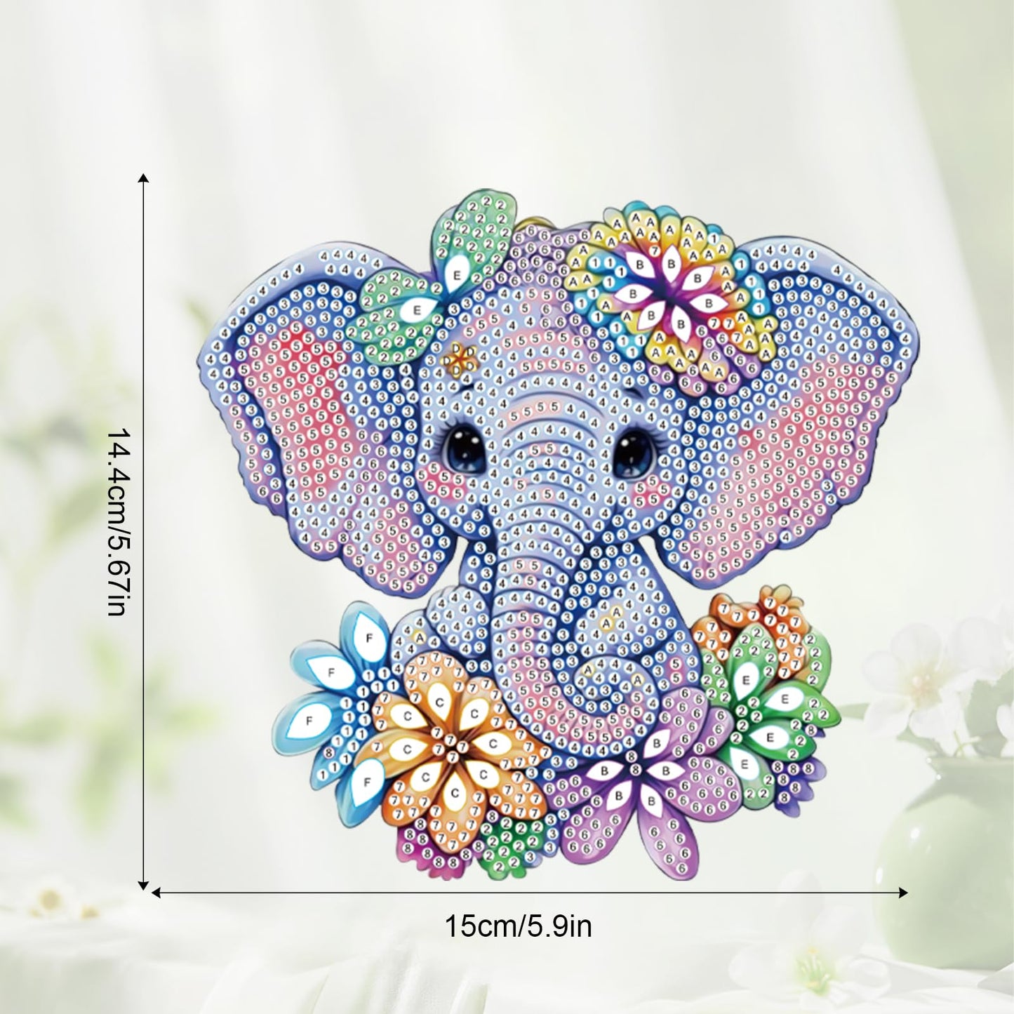 JZHYOAN Elephant Hanging Diamonds Painting Pendant Diamond Art Kits Hanging Sign Cross Stitch Ornament Wall Hanging Gem Art Window Pendants Home Garden Wall Hanging Kits Acrylic Ornaments Craft
