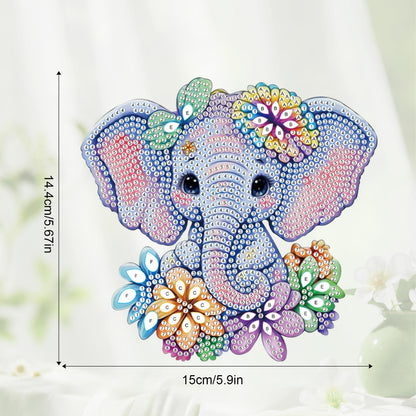 JZHYOAN Elephant Hanging Diamonds Painting Pendant Diamond Art Kits Hanging Sign Cross Stitch Ornament Wall Hanging Gem Art Window Pendants Home Garden Wall Hanging Kits Acrylic Ornaments Craft
