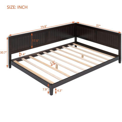 Merax Full Size Daybed Espresso Wood Sofa Bed
