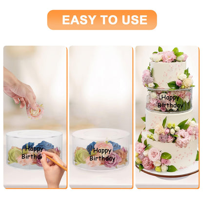 LDXDRU 2 Pcs Acrylic Cake Stand, Clear Cake Stand, Acrylic Cake Riser, Fillable Round Cake Display Riser for Birthday Wedding Holiday Party Display (6", 8")