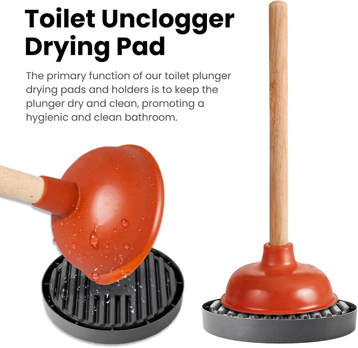 Plunger Holder, Plunger Tray, Air Drying Mat for Toilet Plunger, Stand Wicks Water and Dries Quickly (1pc)