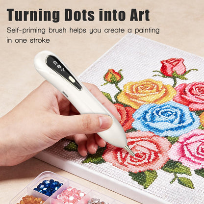 Ohotecy Electric Diamond Painting Pen with Adjustable Suction, Cordless Rechargeable Vacuum Rhinestone & Crystal Picker Tool for Round, Square & AB Drills, Low Noise Pro Diamond Art Accessories