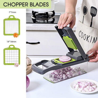 Vegetable Chopper Slicer 13-in-1 with Spice Chopper Set 7 Blades Veggie Dicer Onion Fruit Cutter