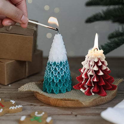 TOPYS 4PCS Christmas Tree Silicone Molds, 3D Candle Molds for Scented Candle Making Handmade Soap Bath Bomb Lotion Bar Chocolate Jello, DIY Xmas Tree Shaped Silicone Mold for Home Party Decoration
