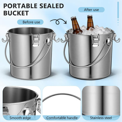 152 oz iplusmile Stainless Steel Airtight Canisters Container: fl Airtight Clamp Lid Kitchen Food Storage Bucket