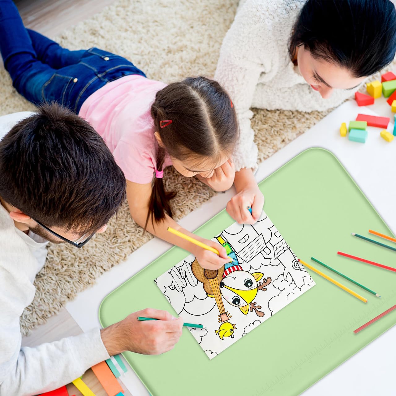YAMJUG Silicone Mat for Crafts, 24" x 16" Painting Art Mat for Kids with Raised Edges, Silicone Paint Mats for Crafts, Clay, Jewelry-Making & Resin