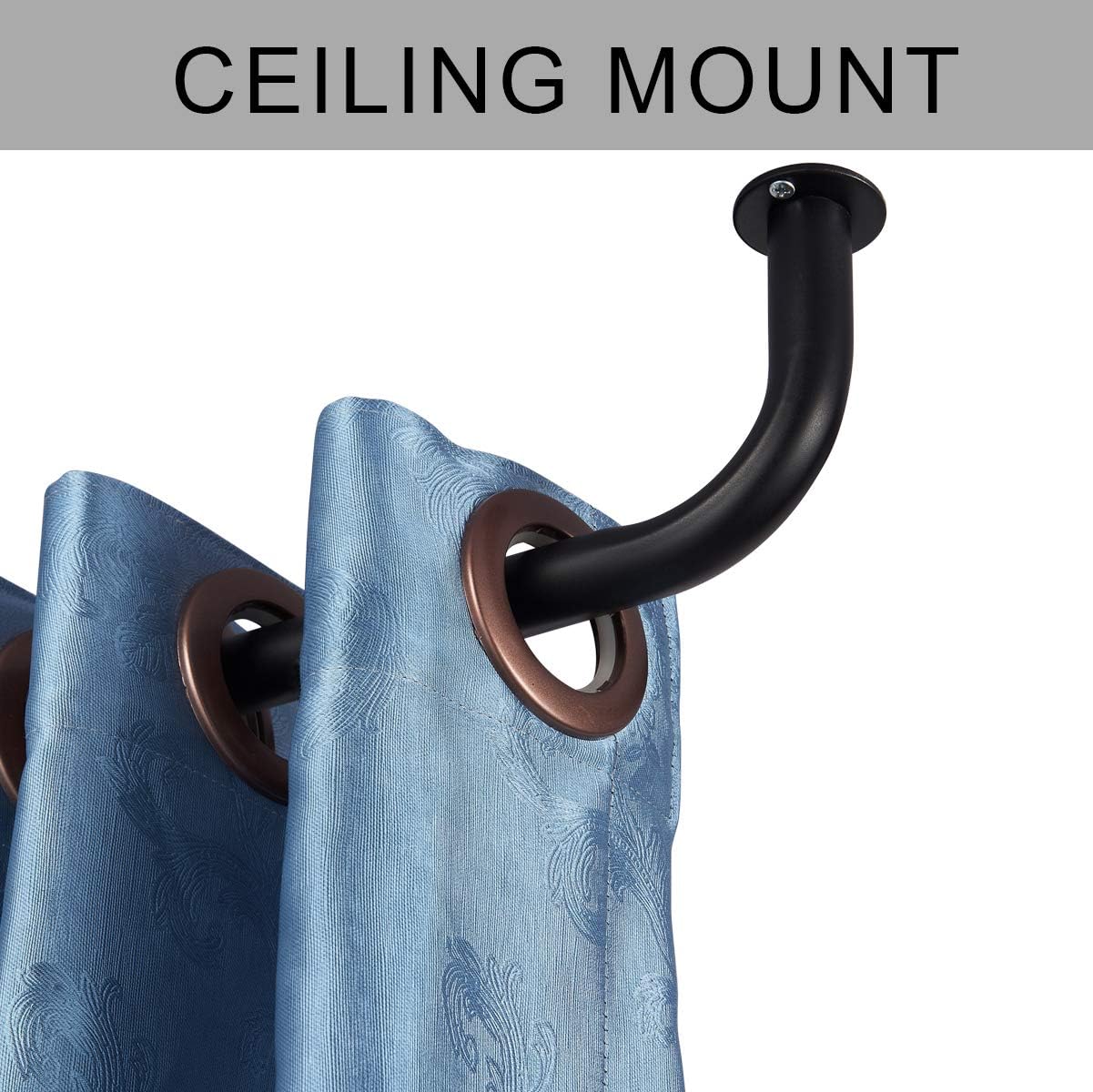 Room Darkening Curtain Rod, Wrap Around Design, Extra-Thick 1-Inch Diameter Extendable Metal Rod Set for Blackout