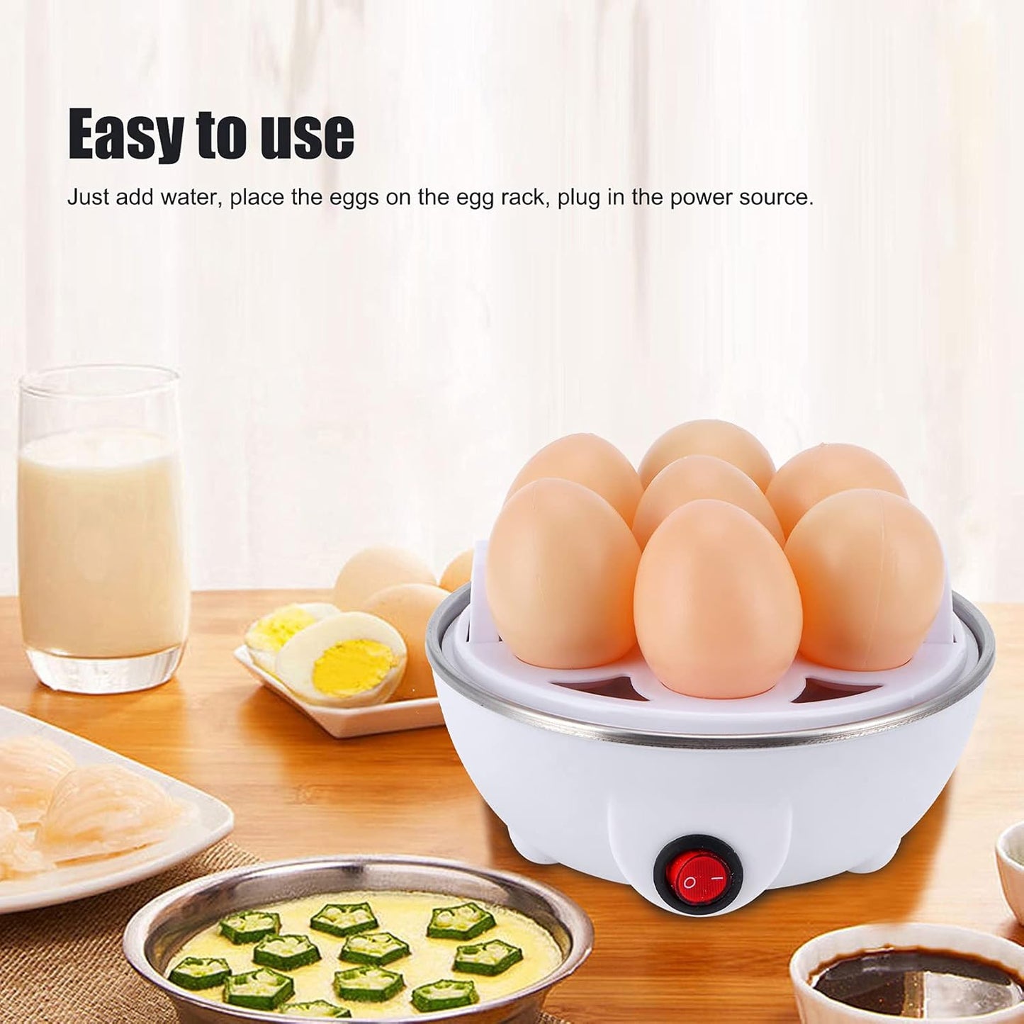 Rapid Egg Cooker, Electric Eggs Boiler Maker, Multifunctional Mini Steamer for Kitchen Use (US)