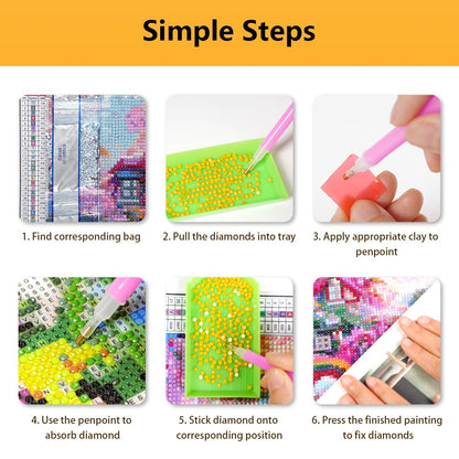 Mowana 6 Pack Diamond Art Kits for Adults - Moon Beach Diamond Painting Kits for Adults Beginners, 5D DIY Round dots Full Drill Gem Art for Home Wall Decor and Gifts 12x16inch
