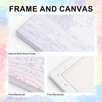 Yezavesu Framed Paint by Numbers Kit for Adults Beginner & Kids Ages 8-12, Flowers Paint by Numbers with Frame, DIY Number Painting for Adults Cat for Home Wall Decor Gift 8x12 inch