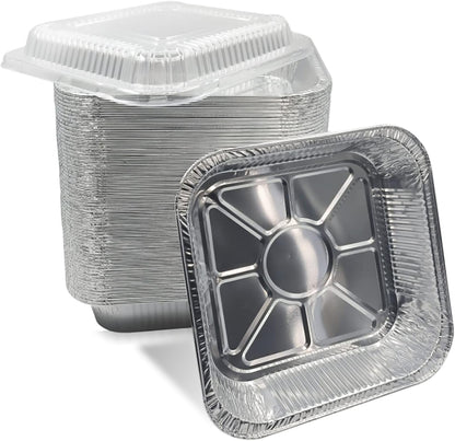 Aluminum Baking Pans by [Brand Name] - 30 Pack 8” x 8” Disposable Foil Containers with Lids | Heavy-Duty & Recyclable
