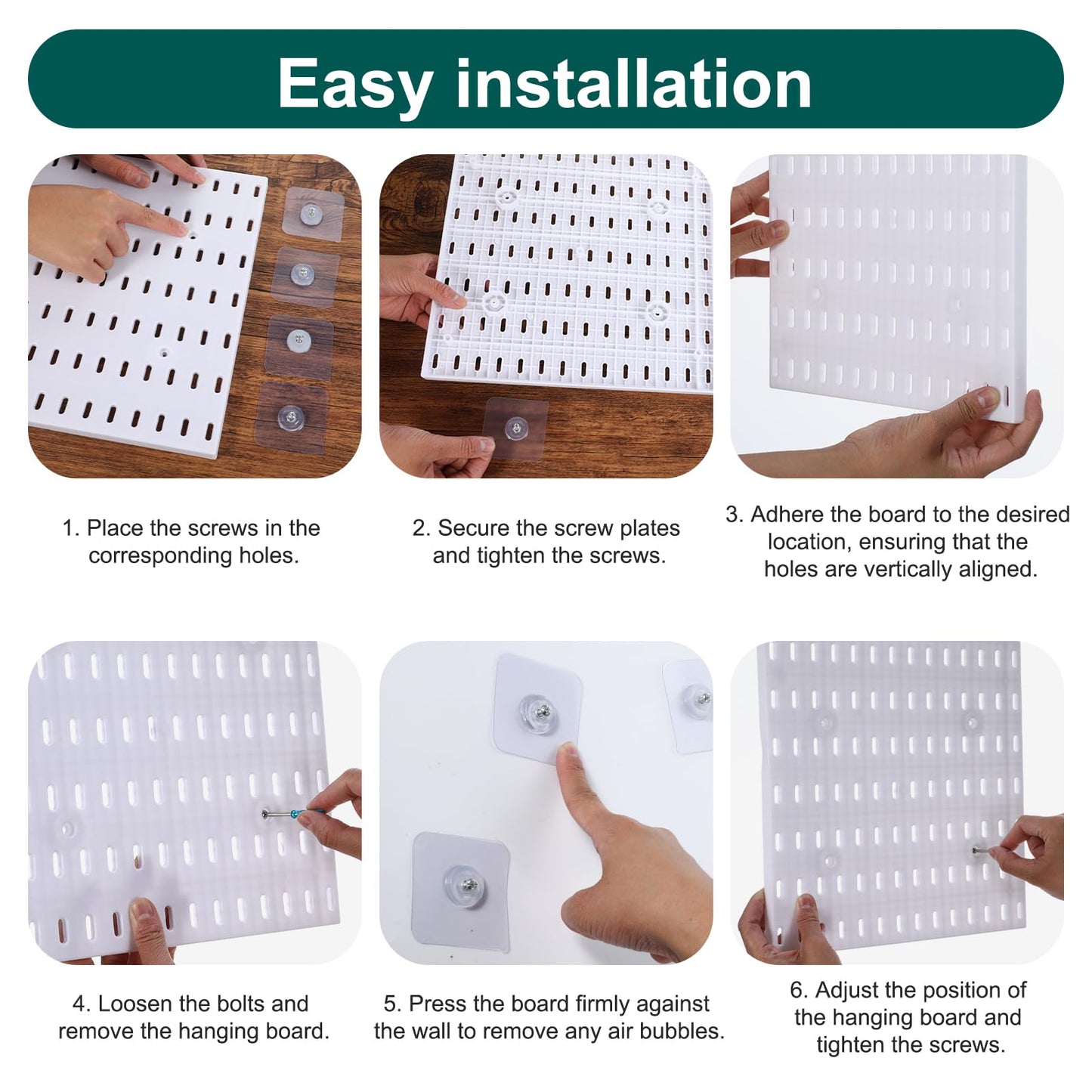 Wall Mount Peg Board Organizer 45pcs Kit, 4 Panels and 41 Accessories Pegboard Wall Organizer with Hooks, Bins, Shelves, DIY Tool Storage Pegboards Kits for Home Office Space Saving (White, 22"×22")