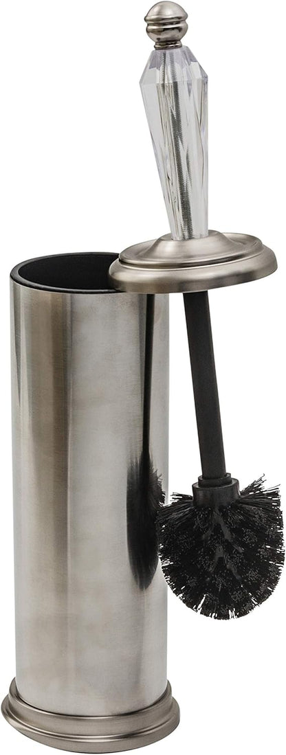 Splash Home Tammy Stainless Steel Toilet Brush with Holder, Durable Bowl Scrubber with Splash Protective Disc Design -