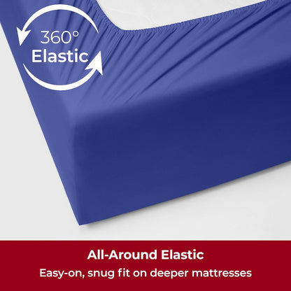 Mellanni Extra Deep Twin Sheets - Hotel Luxury Ultra Soft Cooling Bedding - Wrinkle & Stain Resistant (Royal Blue)
