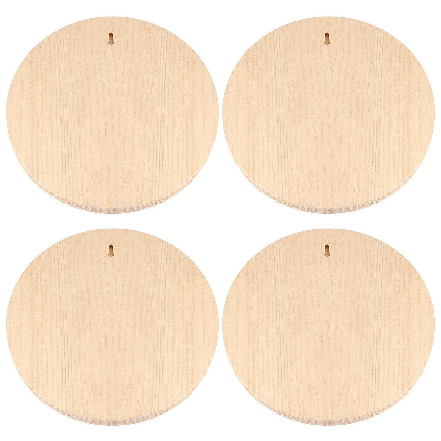 MUKLEI 4 Pack 12 Inch Round Wood Plaque, 3/4 Inch Thick Unfinished Wooden Circle Plaque Wooden Base for Craft Projects, Painting, Woodcarving, DIY Sign