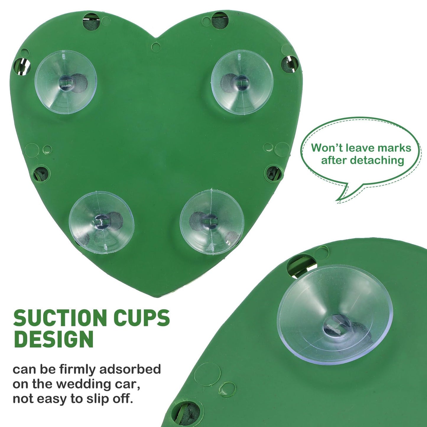 2Pcs Heart Shaped Floral Foam Cage with Suction Cup, Wet Dry for Wedding Car Decoration, Fresh Artificial Flower Arrangement Mud Block Base