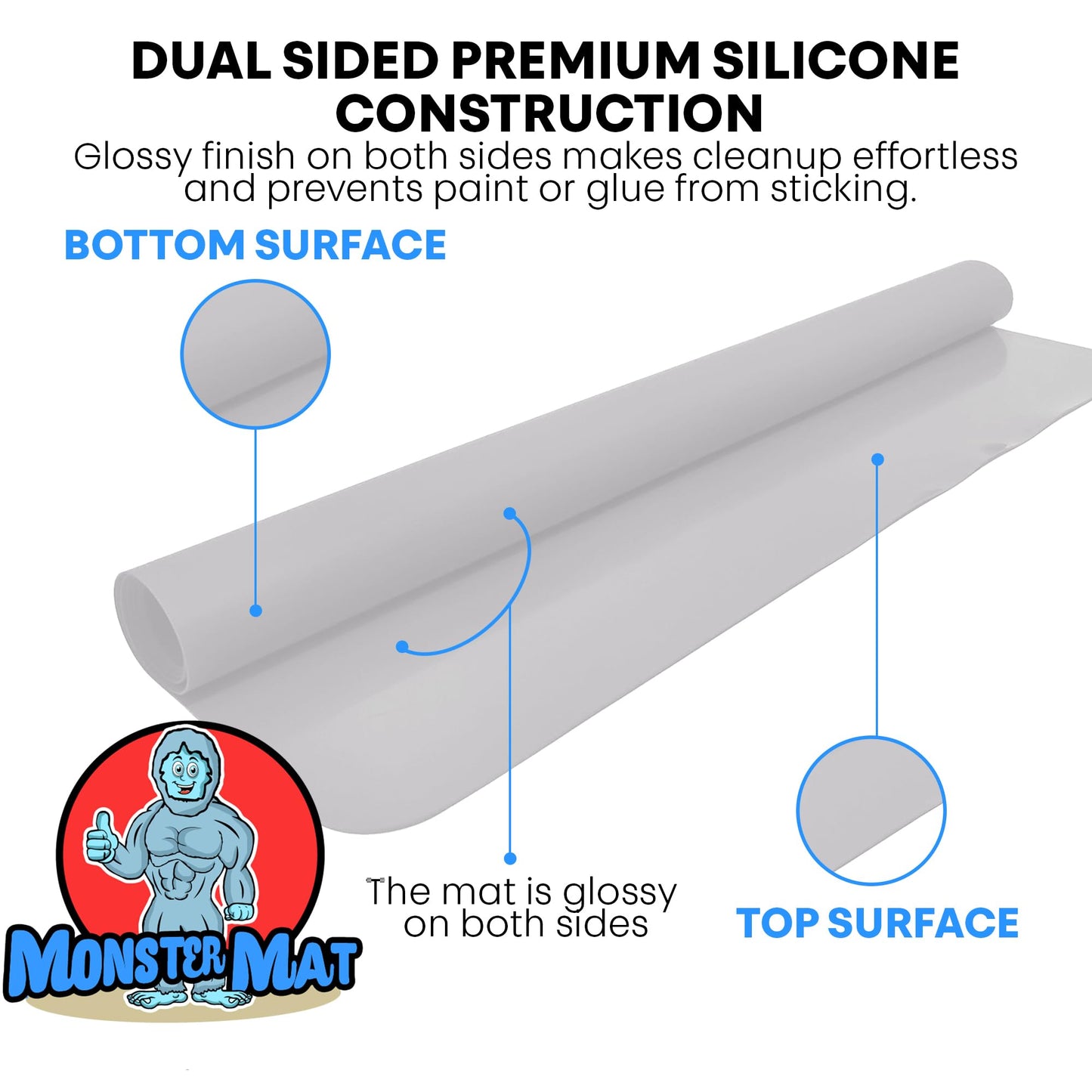 Extra Large Silicone Craft Mat 48x24 Inch – Heat Resistant Table Protector, Non-Slip Surface for Painting, DIY, Clay, Bakin, Easy Clean, Rolls Up – Use as Floor or Cutting Mat by MonsterMat