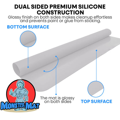 Extra Large Silicone Craft Mat 48x24 Inch – Heat Resistant Table Protector, Non-Slip Surface for Painting, DIY, Clay, Bakin, Easy Clean, Rolls Up – Use as Floor or Cutting Mat by MonsterMat