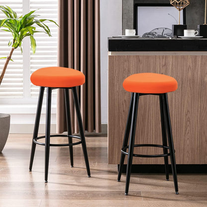 4PCS 13-16 Inch Deisy Dee Round Bar Stool Seat Covers Stretch Round Chair Covers for Stool Chair (Orange)