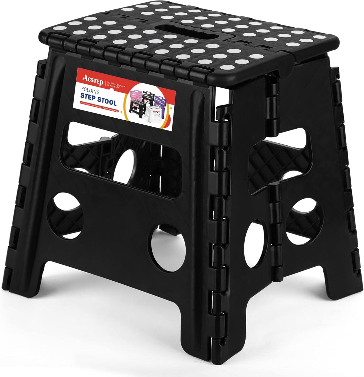 13 inch (1 Pack) ACSTEP Folding Step Stool - Height Premium Heavy Duty Foldable Stool for Adults, Kitchen Garden