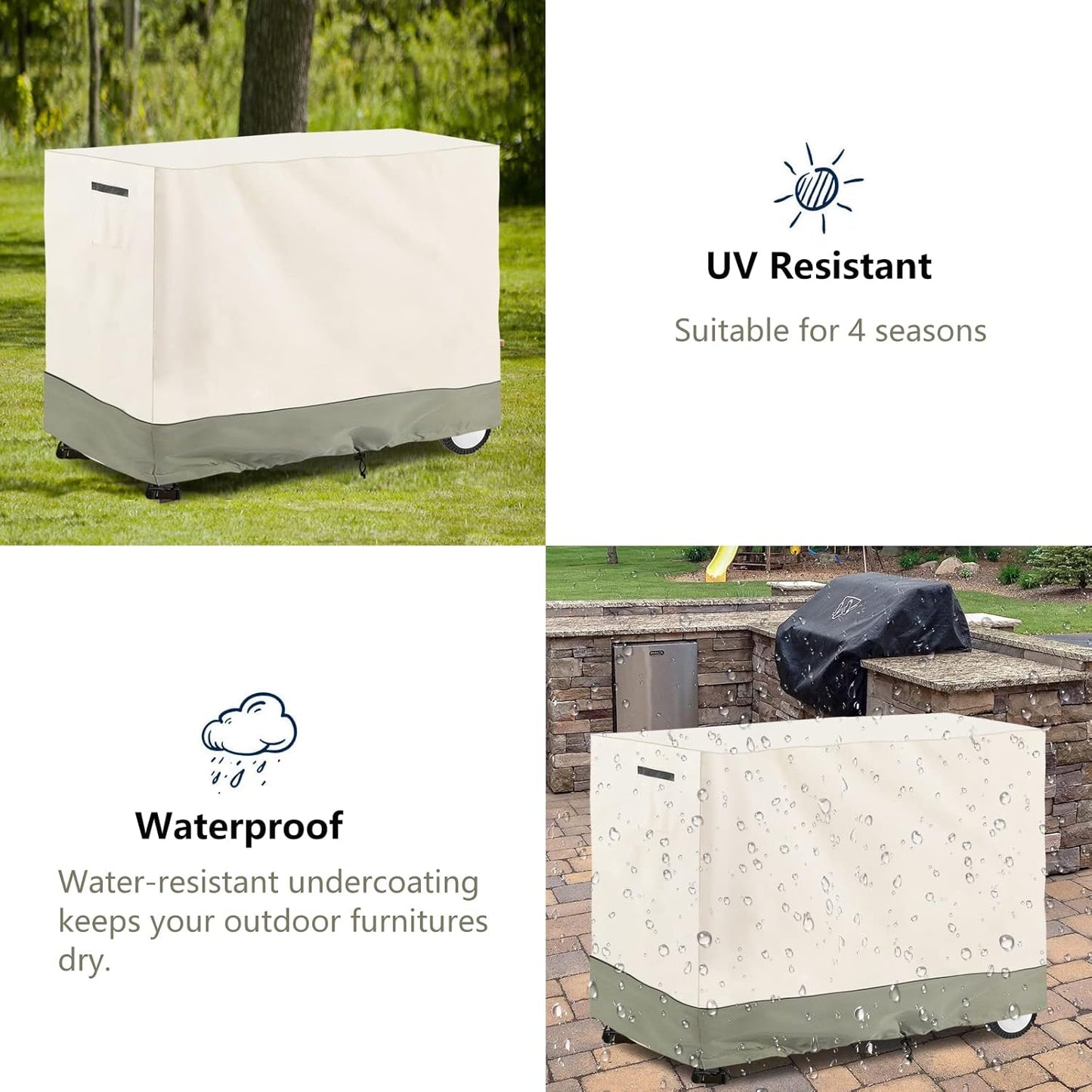 40 inch Bitubi Outdoor Dining Cart Cover for Royal Gourmet Double-Shelf Movable Dining Cart Table, Heavy Duty