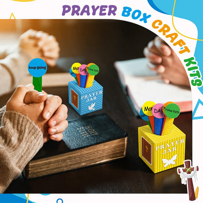 Motipuns 36 Set 36 Set Easter Prayer Box Craft Kits DIY Religious Prayer Jar with Wooden Stick DIY Family Handmade Paper Box for Sunday School Home Church Activities Christian Party Favor Supplies
