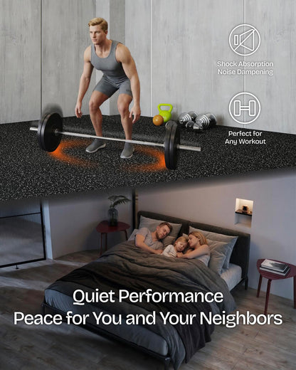Vivaluz 0.56 Inch Thick 96 Sq Ft Gym Flooring for Home Gym, 24 Tiles Robust Rubber Top with Eva Foam Exercise Equipment Mats, Protective Flooring Puzzle Mat for Fitness Room