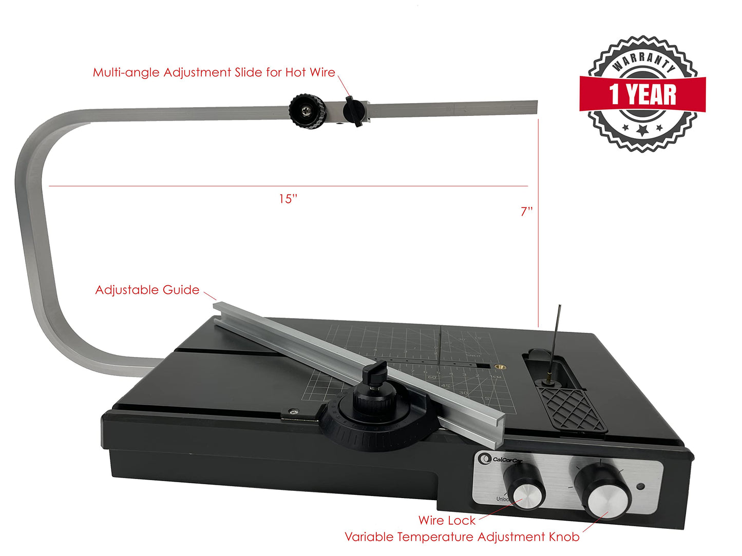 Hot Wire Foam Cutter Table- Variable Temp, Multi Angle, Bevel Shaping Hot Foam Knife With Removable Plunge Cutter. Includes 100-240v 18w Power Transformer By Calcor C3M
