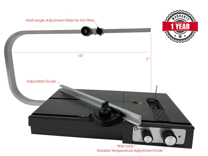 Hot Wire Foam Cutter Table- Variable Temp, Multi Angle, Bevel Shaping Hot Foam Knife With Removable Plunge Cutter. Includes 100-240v 18w Power Transformer By Calcor C3M