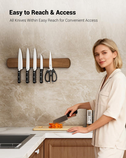 Swaitee Magnetic Knife Holder for Wall, 16 Inch Wood Knife Strip with Strong Magnetism, Kitchen Accessories Organizer, Housewarming Gifts for New Home, Storage Space Savers for Apartment/Rv/Farmhouse