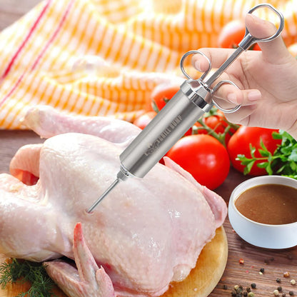 Grill Bump Meat Injector Syringe Kit for Smoker with 3 Flavor Food Injector Syringe Meat Needles, Injection Marinades Brine for Meat, Turkey; 2-oz, Including Paper and E-Book (PDF) User Manual