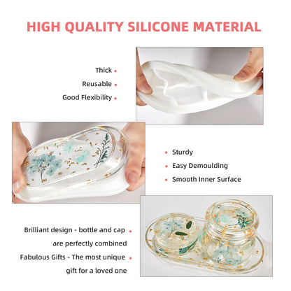 3-Piece Silicone Molds for Epoxy Resin, Including Rolling Tray, Pudding Jar with Lid and Grinder Molds for Resin Casting, DIY Silicone Moulds Kit for Storage and Decoration