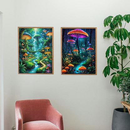 Lovepefe Mushroom Diamond Art Painting Kits for Adults 2 Pack Mushroom Forest Diamond Painting Kit Paint with Diamond Kit for Beginners DIY Full Drill Gem Art Home Wall Decor 12 X 16 Inch