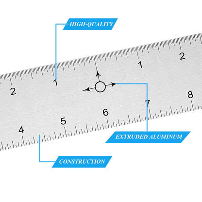 Tellegloww 2 Pack 12 Inch Center Finding Rulers Aluminum Metal Centering Ruler Tool Straight Edge for Woodworking Metal Work Construction and Around the Home
