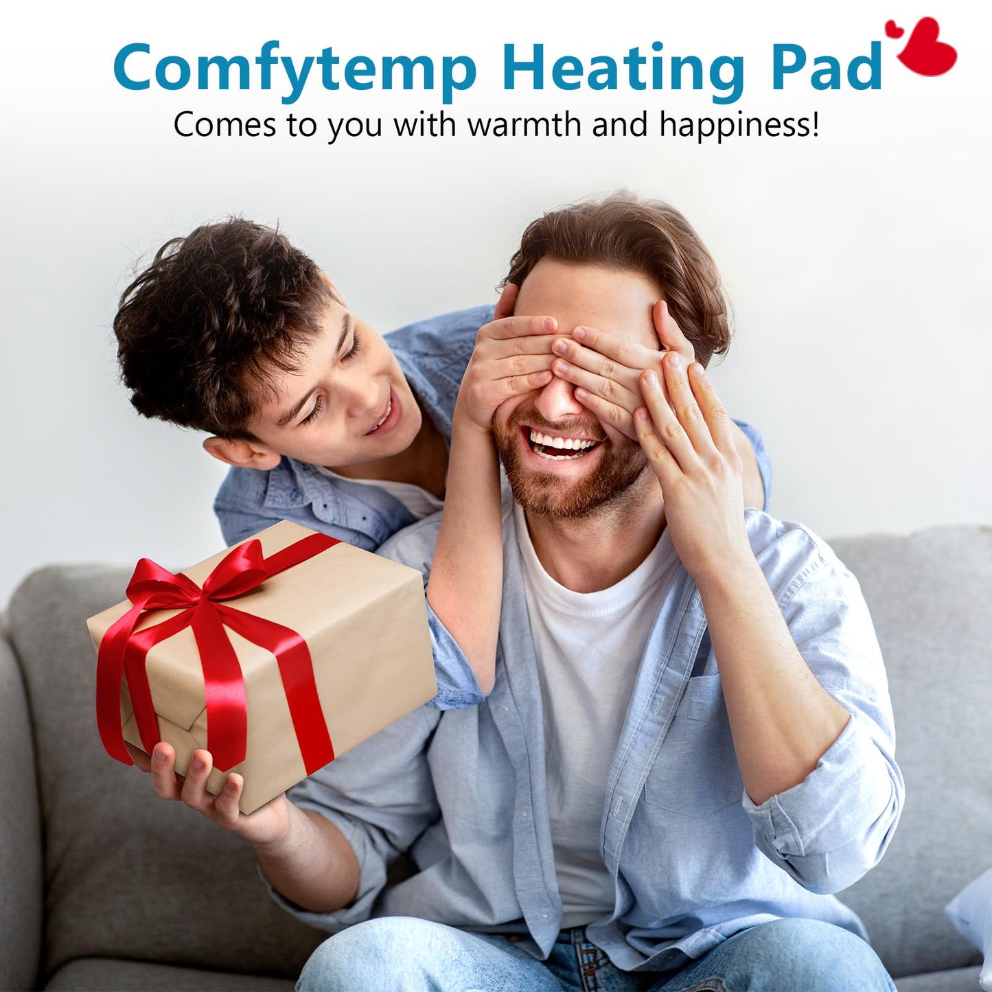 Comfytemp Weighted Heating Pad for Back & Period Cramps, FSA Eligible, Birthday Gifts for Mom Dad Women Men, 2.2lb HSA Electric Heat Pad for Neck Shoulder Pain Relief, 2H Auto-Off Heated Pad, 12x24