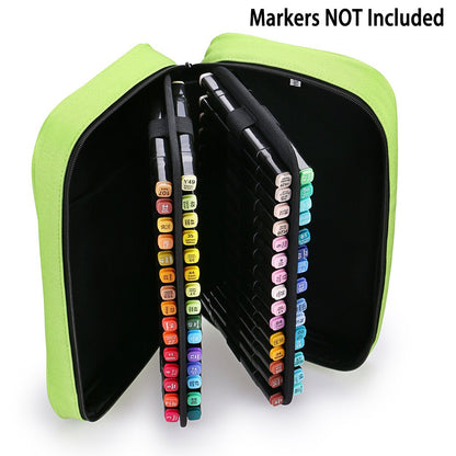 BTSKY Art Marker Carrying Case Lipstick Organizer-60 Slots Canvas Zippered Markers Storage for Touch Spectrum Noir Paint Sharpie Markers, Empty Wallet Only(Green)