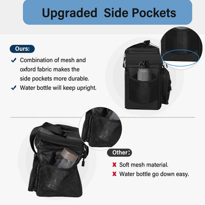 Lunch Box Cooler Bag - Tactical Insulated Lunchbox for Men - Large Soft Expandable Lunch Pail for Adults Work Outdoor Shifts Trips Black 16L