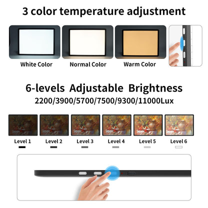 TOHETO A4 Light Board for Diamond Painting, Super Bright Magnetic Light Pad with Side Buttons, Lightbox for Tracing and Drawing, Corded Light Table for Sketching, Animation, Weeding Vinyl (Black)