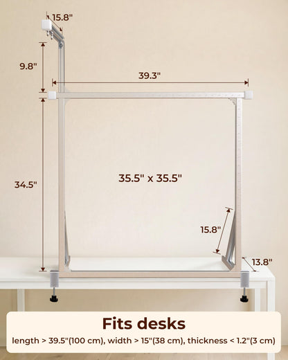 Cozytuft Aluminum Tabletop Tufting Frame (35.5") with Anti-Puncture Strip, Adjustable Rug Tufting Frame, Space-Saving Design for Punch Needle & Rug Making, Easy Clamp Setup