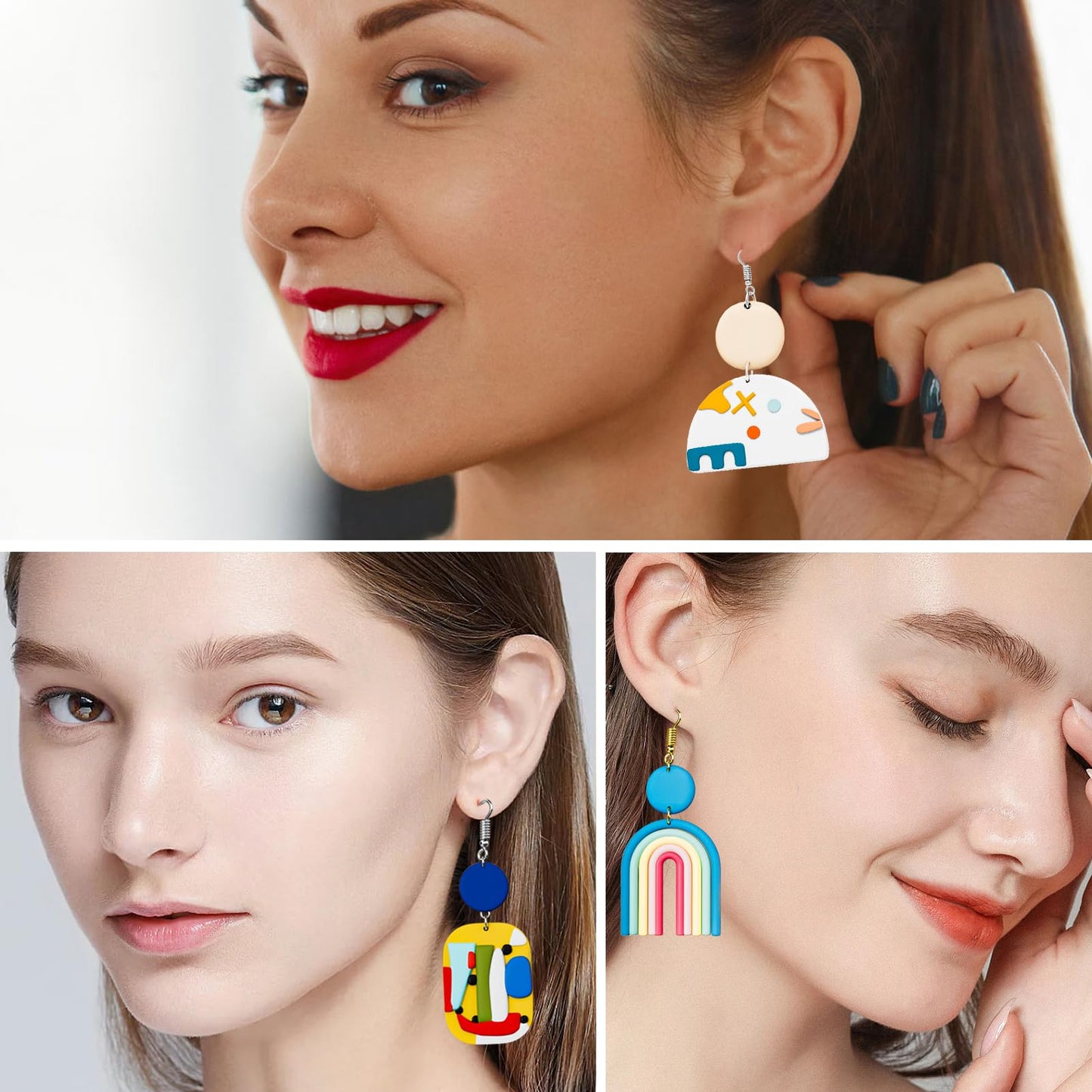 Snoghmil Polymer Clay Earring Making Kit with Gift Box, Including 32pcs Polymer Clay Cutters, 24pcs Oven Bake Clay, 30 Set Earring Rings&Hooks, Jewelry Making Kit for Teen Girls